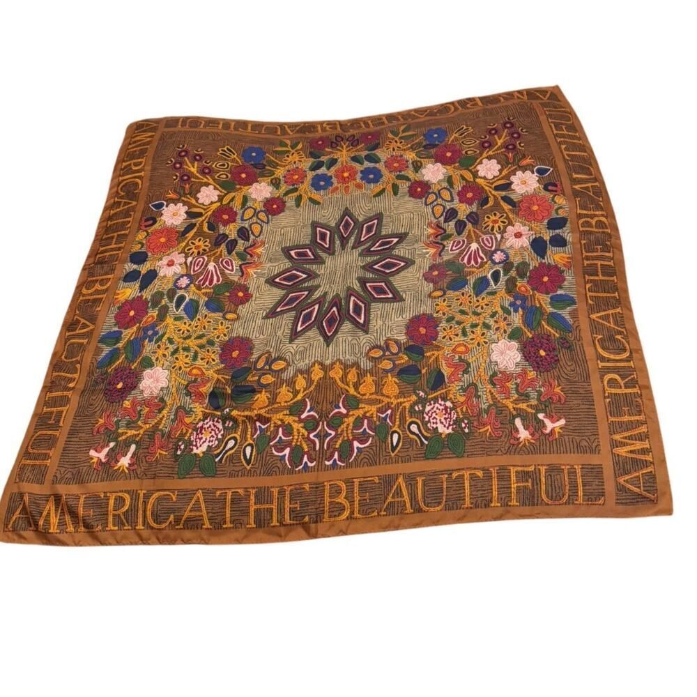 VTG Ellen Tracy “America the Beautiful” Silk Scarf